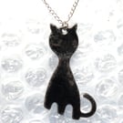 enamelled black cat pendant