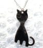 enamelled black cat pendant