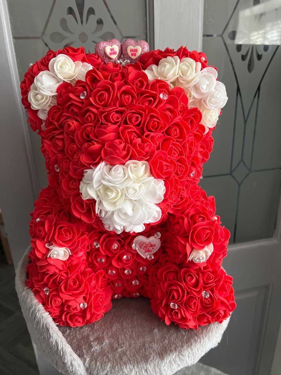 30cm red foam flower bear