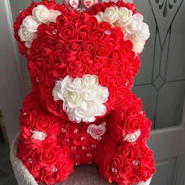30cm red foam flower bear