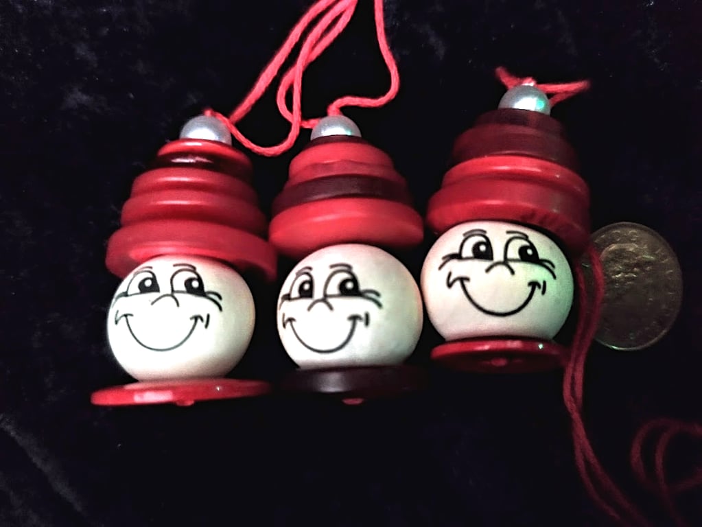 Set of Three Elf Button Decorations