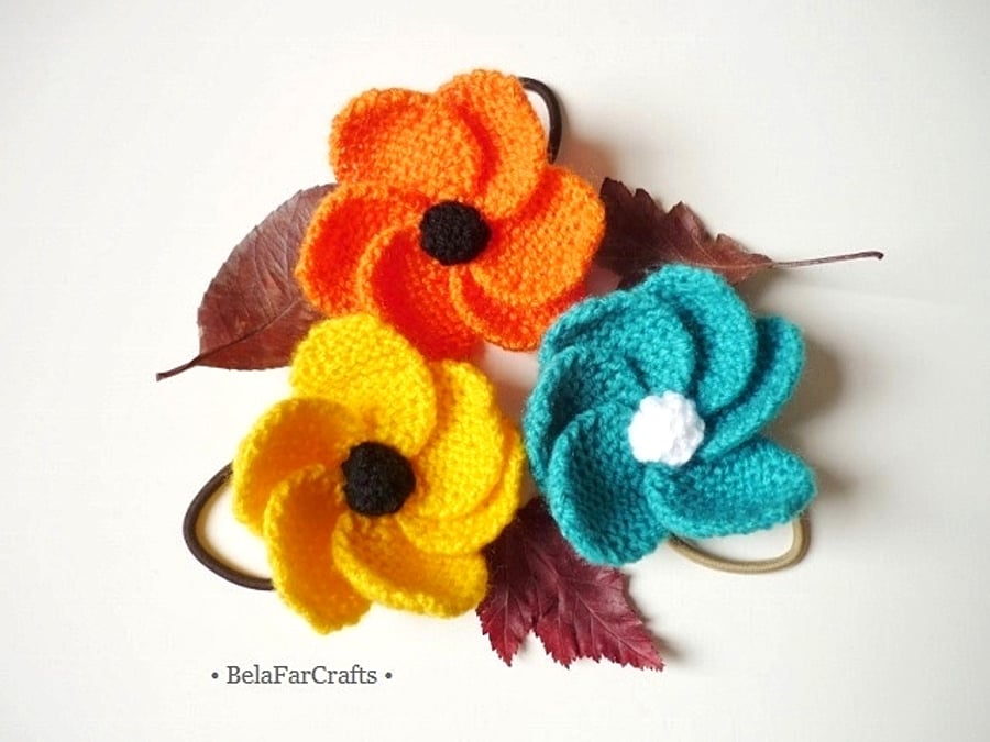 Flower hair bands - Knitted hair accessories - Goody bag filler 