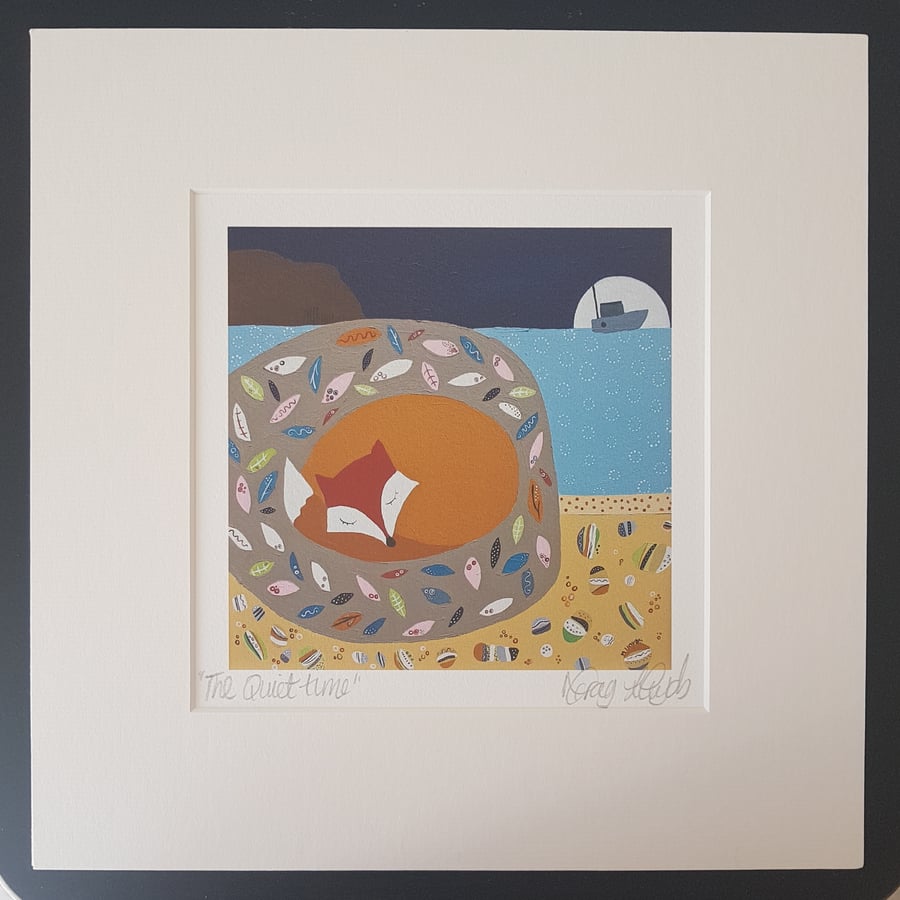 Giclee  Print fox sleeping " The quiet time "