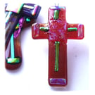 Red Glass Cross Dichroic Suncatcher 013 10cm 