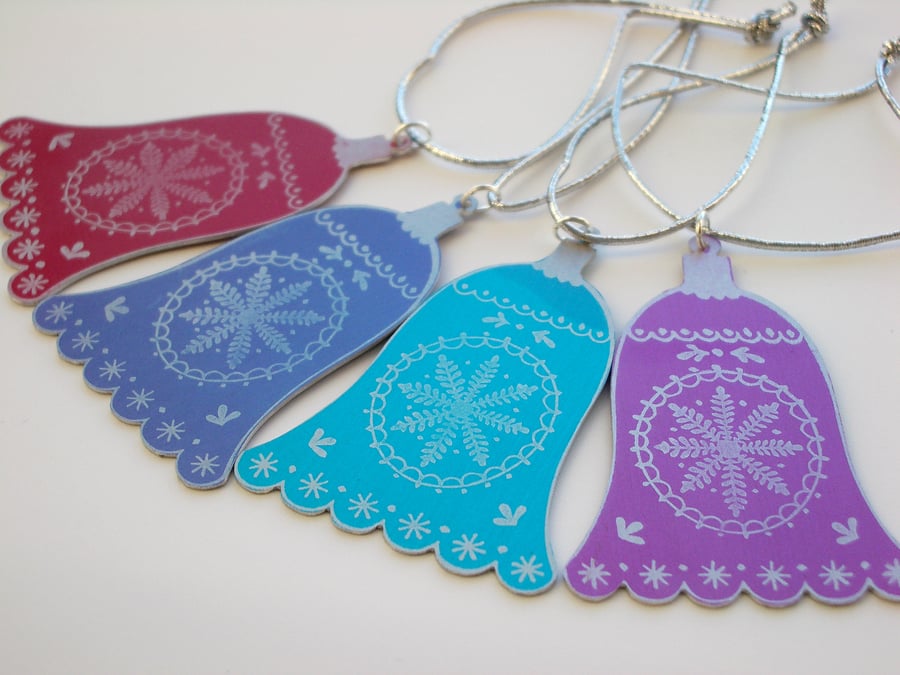 Christmas tree decorations set of 4 bells