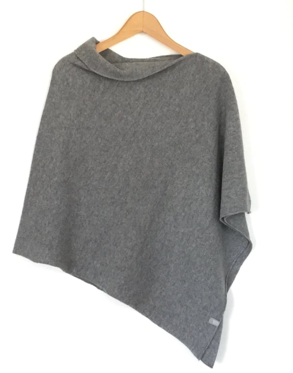 Poncho - Merino Lambswool Uniform Grey Wrap 