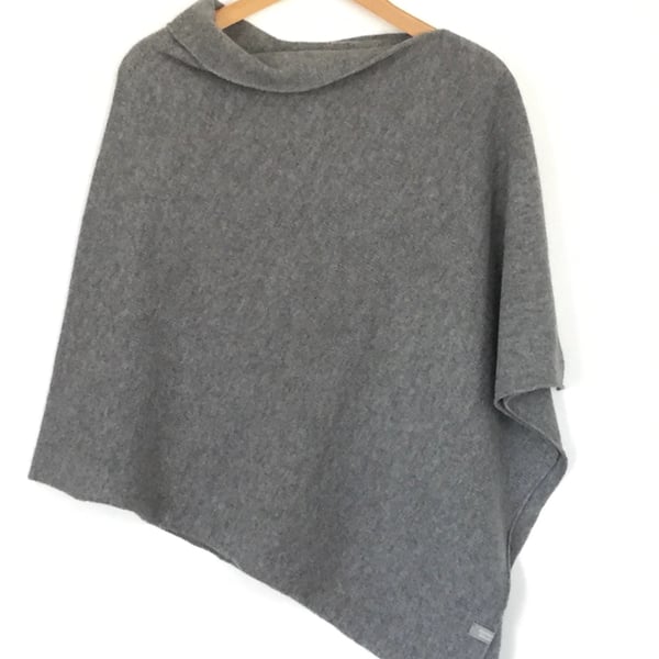 Poncho - Merino Lambswool Uniform Grey Wrap 