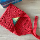 Granny Square Book Sleeve - Book Wrap - Red Crocheted Book Sleeve