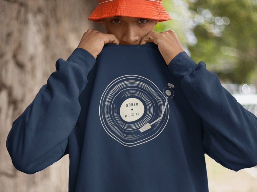 Custom Sober Sweatshirt - Sober Vinyl sobriety gift, AA gifts soberversary gift 