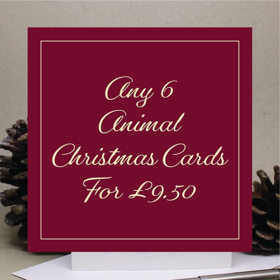 Christmas Card Mixed Pack - Any 6 - Hand Designed and Finished By CottageRts