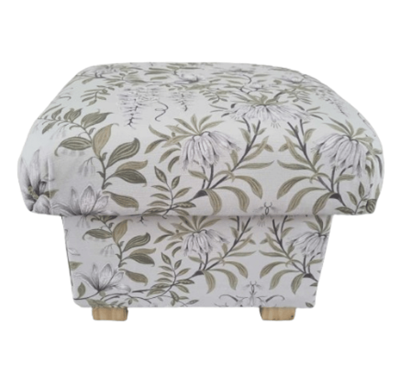 Laura Ashley Parterre Sage Fabric Storage Footstool Pouffe Green Botanical