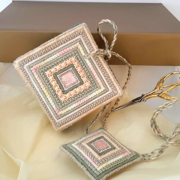 Needlepoint Needlecase, Scissors & Scissor Keep, Boxed Gift, hand embroidery
