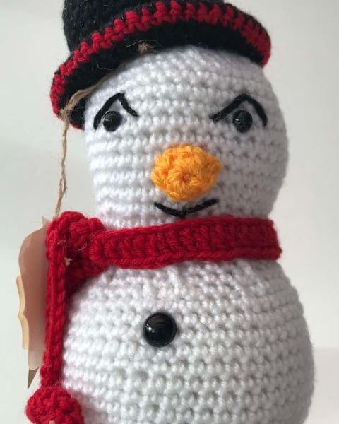  Snowman Handmade crocheted Red scarf