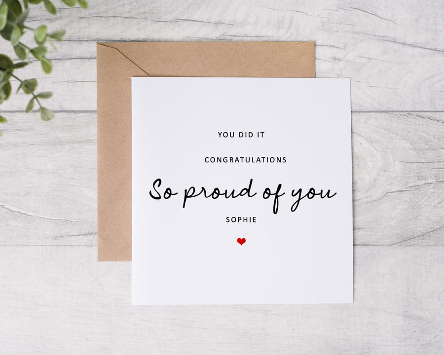 Personalised so proud of you card 