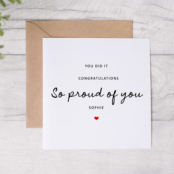 Personalised so proud of you card 