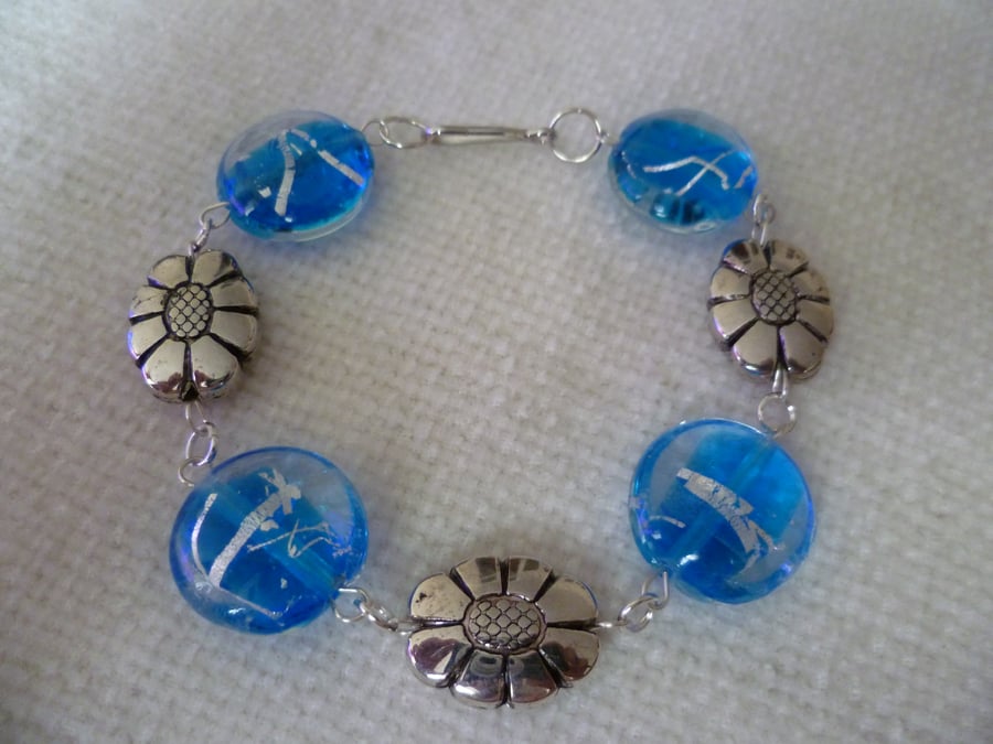 Blue Firelamp Glass Bracelet