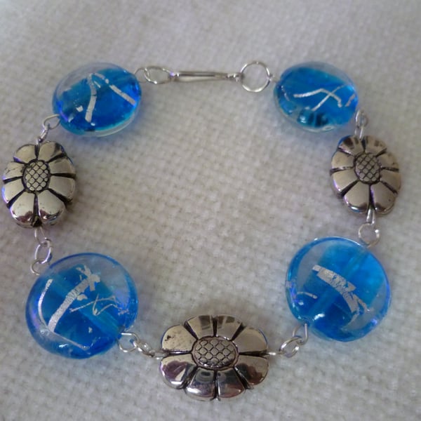 Blue Firelamp Glass Bracelet