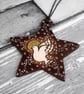 Dove in flight hanging star. Pyrography personalised decoration. - Image 3