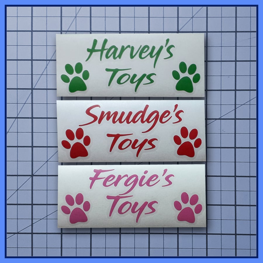 Personalised Pet Dog Toys Vinyl Decal Sticker