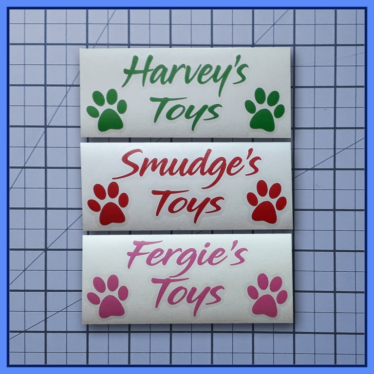 Personalised Pet Dog Toys Vinyl Decal Sticker