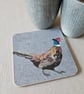 Pheasant coaster, melamine, cork backed - Image 2