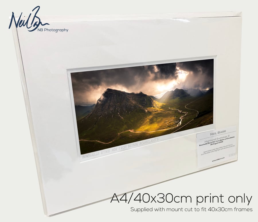 Glen Coe Highlands Buachaille Etive Mor Scotland - A4 (40x30cm) Unframed Print