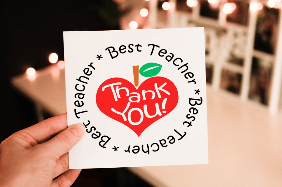 Best Teacher Thank You Card, Personalised Card for Teacher, Thank You Card