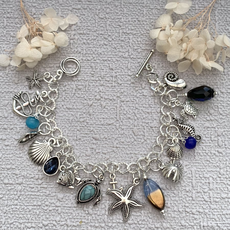 Silver Marine Theme Charm Bracelet