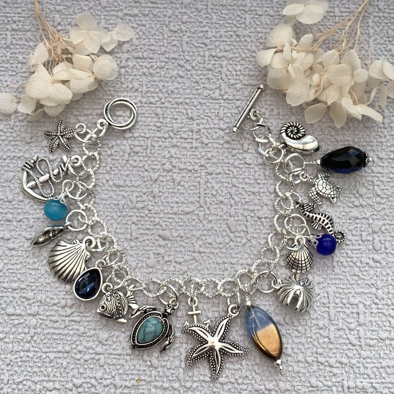 Silver Marine Theme Charm Bracelet