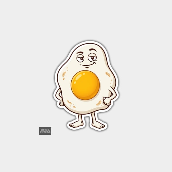 Funny Vinyl Die Cut Sticker For Adults - Cute Fried Egg