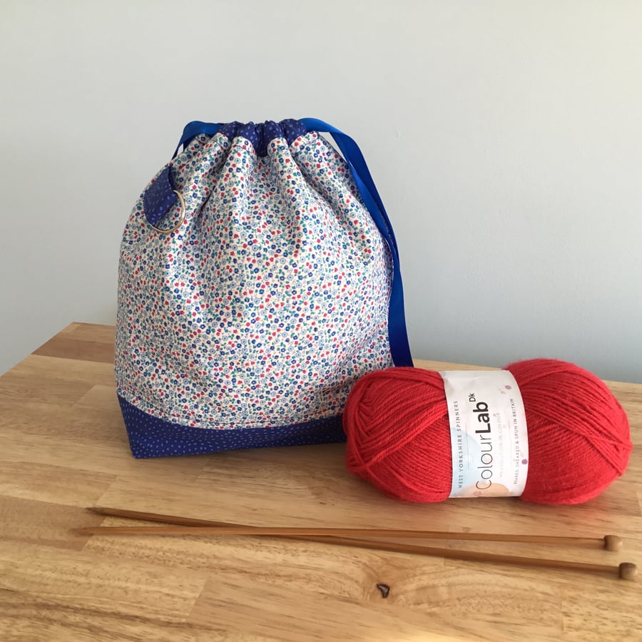 Liberty of London fabric knitting bag, project bag