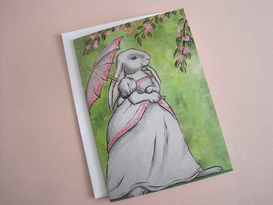 Lady Lop Bunny Rabbit Blank Greetings Card