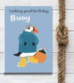 Greeting card male relative friend- cute puffin card illustration
