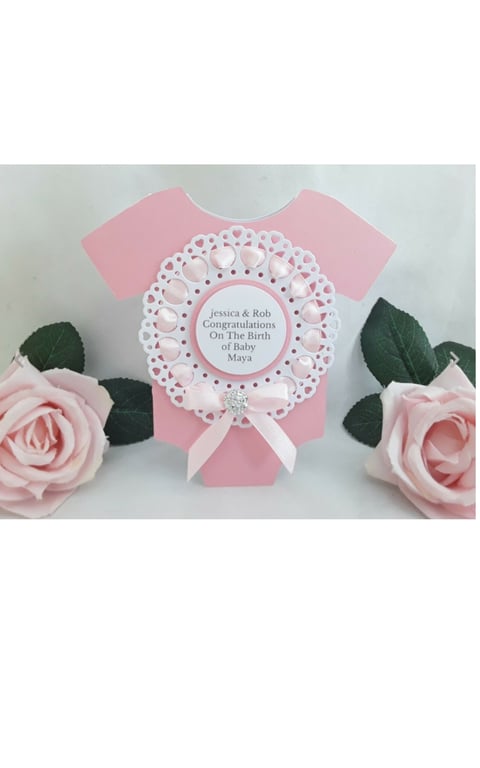 Cute Baby Bodysuit Shape Card, Handmade New Baby Bodysuit Card