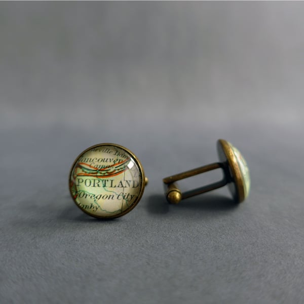 Custom Cufflinks with Vintage Maps - Pick Your Map