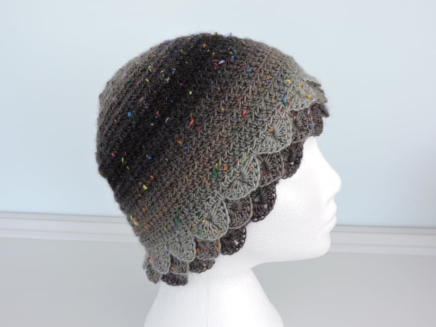 Crochet Hat Adults Grey and Black