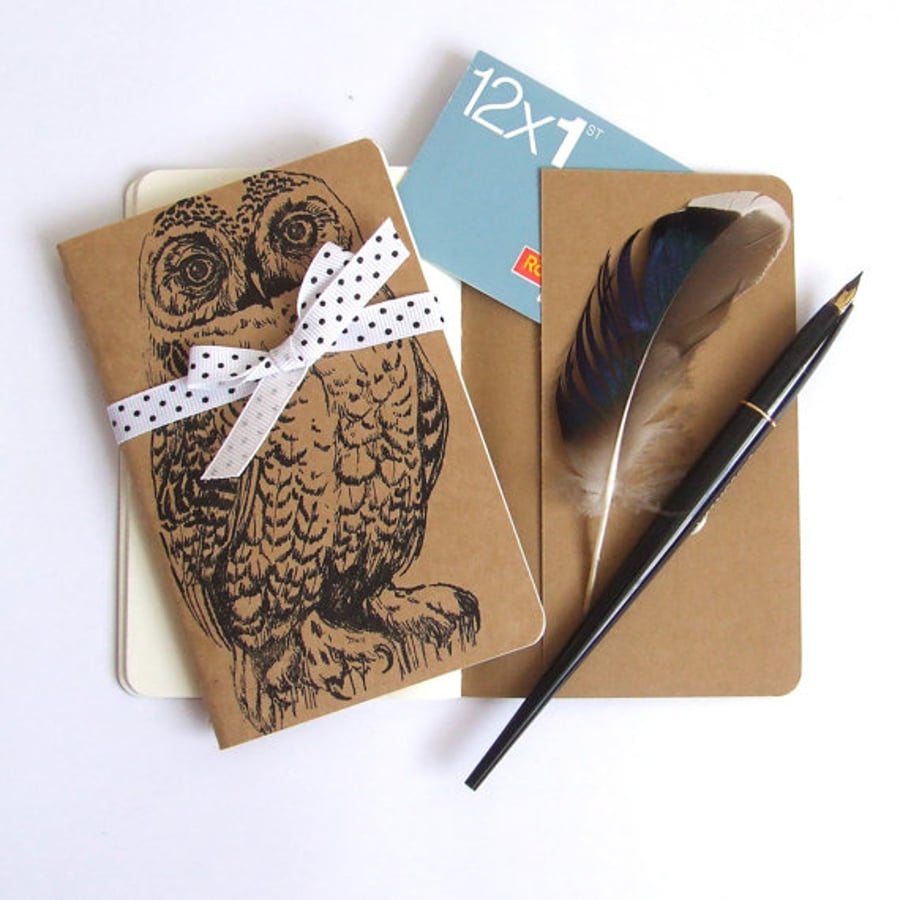 Snowy Owl Notebook Gocco Printed Pocket Moleskine Cahier Notebook