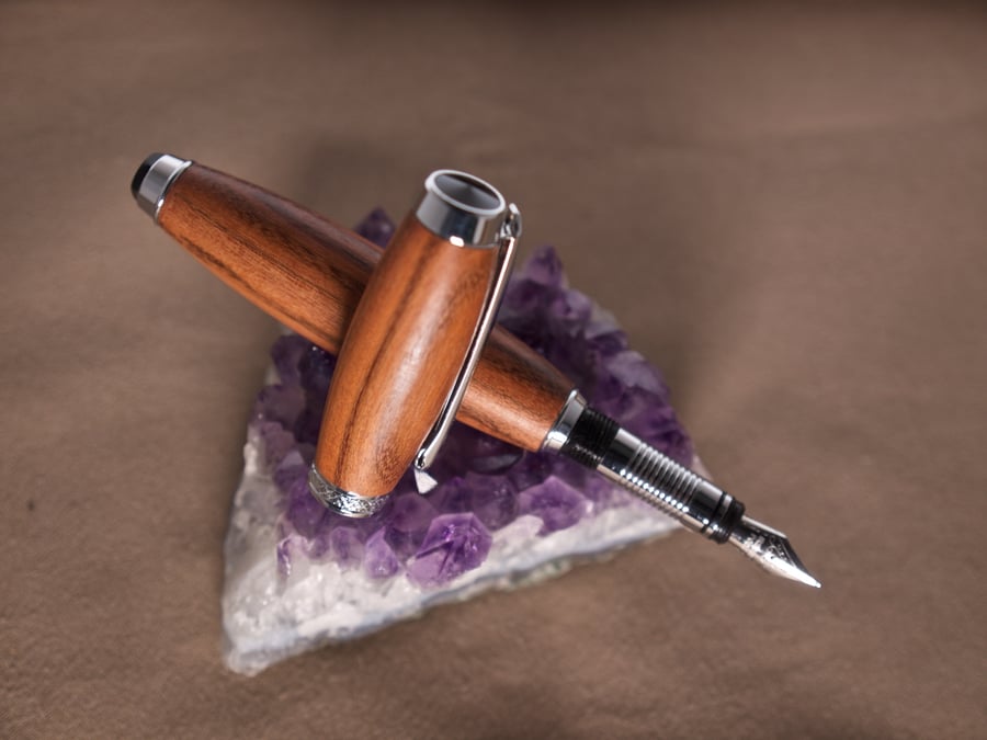 Zebrano wood fountain pen made on Orkney by the beach R7,7