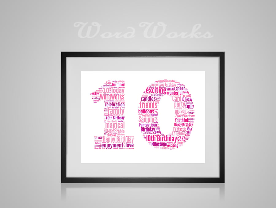 Personalised 10th Birthday Word Art Design Word Art