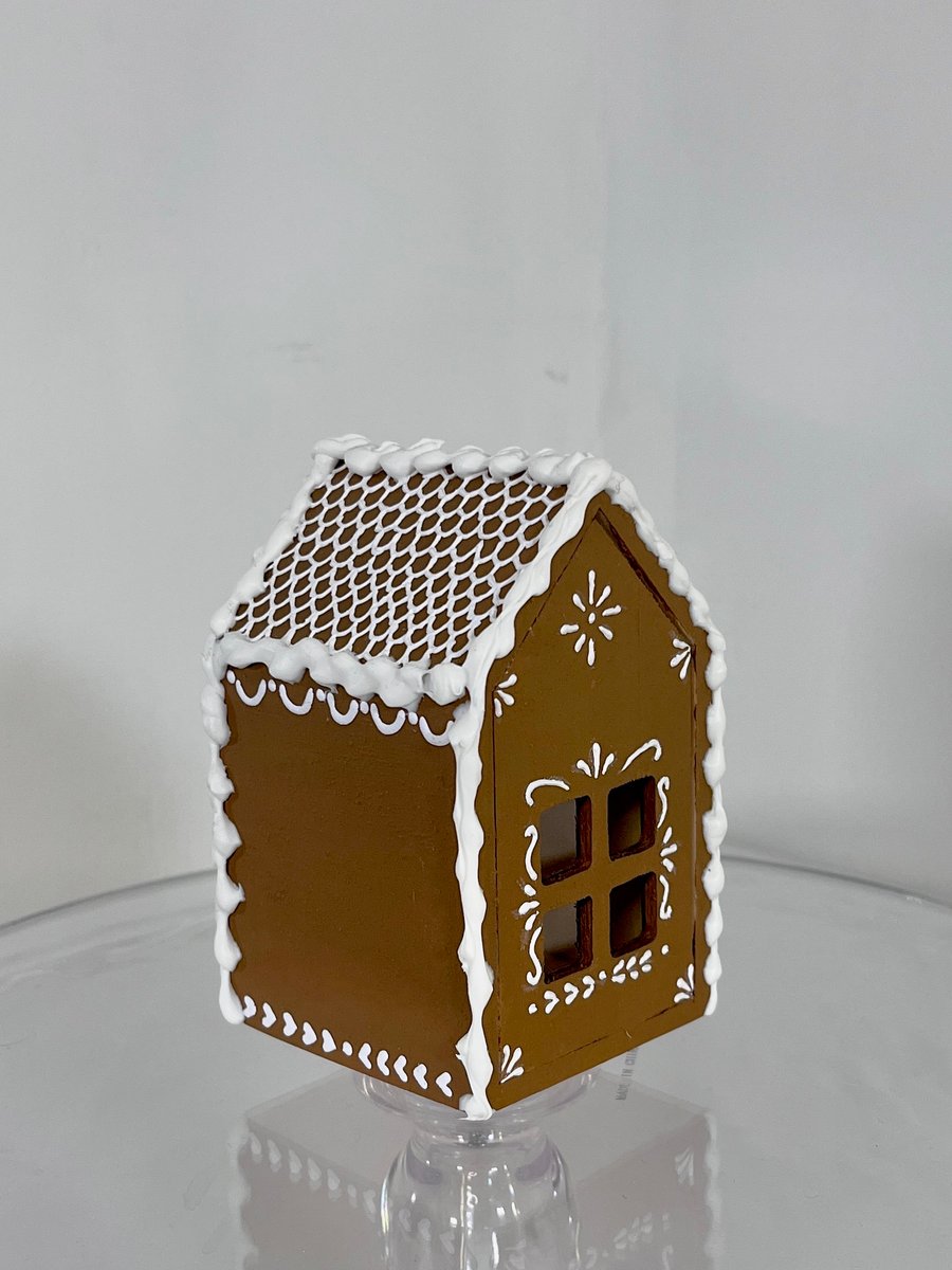 Gingerbread Style Hand Painted Wooden Box House Christmas Decorations Handmade