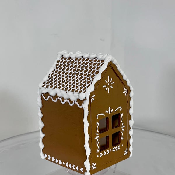 Gingerbread Style Hand Painted Wooden Box House Christmas Decorations Handmade
