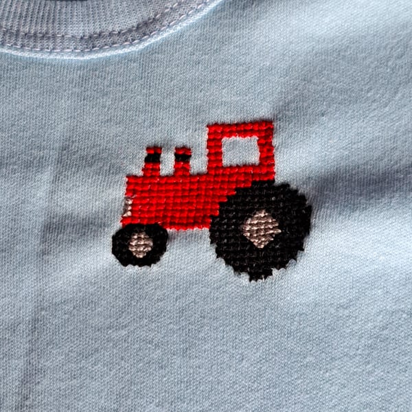 Tractor, T-shirt, age4-5 years, hand embroidered