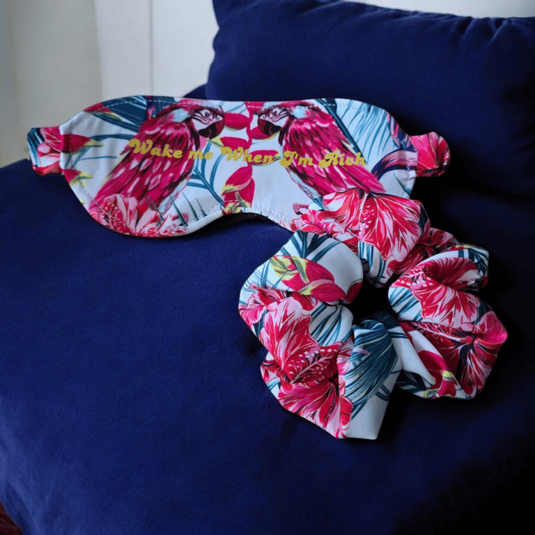 Sleep mask with a matching scrunchie