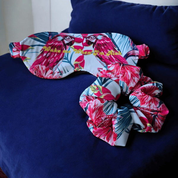 Sleep mask with a matching scrunchie