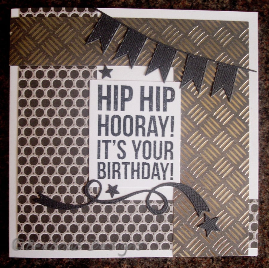 Hip Hip Hooray handmade collage birthday card