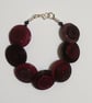 Cherry coloured button bracelet  	 - Image 3