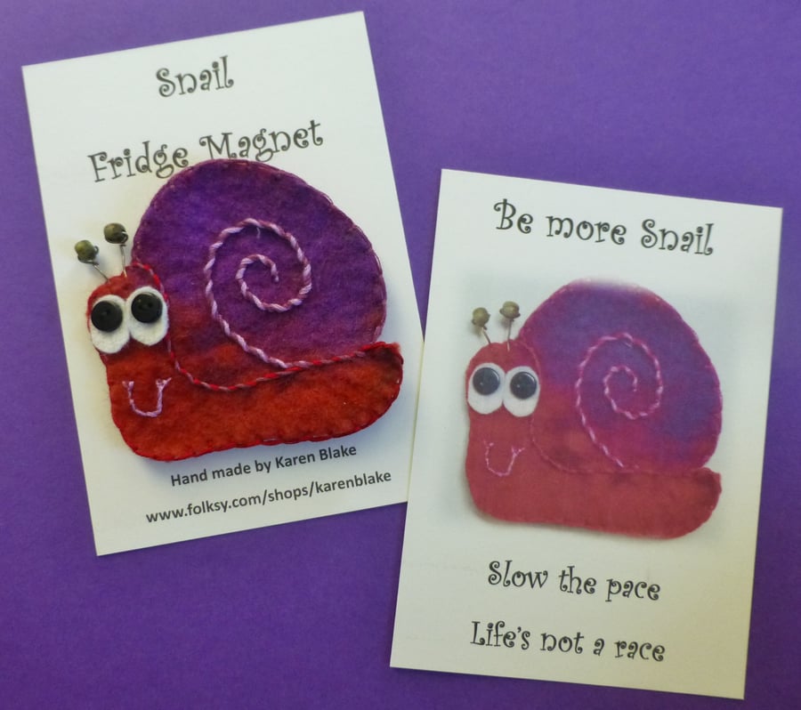 Snail Fridge Magnet 'Purple'