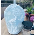 Kielder Hare Fabric Coffee Pot Cosy - Padded Duck Egg Blue  