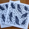 'Starlings' Birds Lino Print Greetings Card