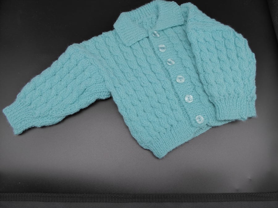 Baby's Cable knit Cardigan - Turquoise